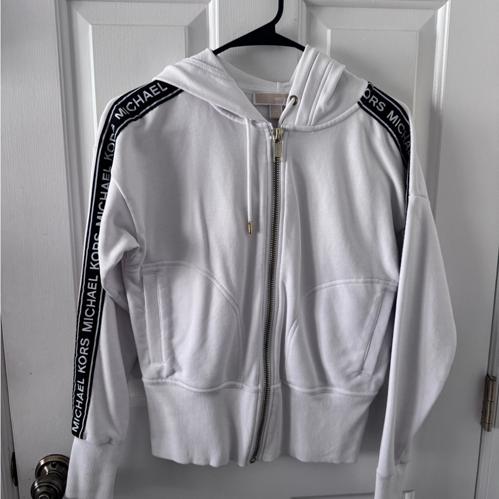 MICHAEL Michael Kors White Hoodie with Gold-Tone Hardware